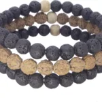 Set of Rudraksha and Lava Stone Bracelet | 27 Beads | Strechable | 8 mm Bead size.