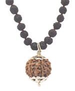 SHIVALOKA 5 Mukhi Rudraksha Mala 108 Beads With 5 Mukhi (Five Face) Rudraksha Pendant | Pure Silver | 15.00 mm Size | Nepal Origin |