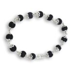 SHIVALOKA Karungali Bracelet Silver Cap | Natural and Original | Certified | 8.00 mm Bead Size | Adjustable S Hook | Free Size |