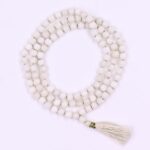 SHIVALOKA White Hakik Mala (Agate Stone) | 108+1 Beads | 6.50 mm Bead Size | Natural Healing Stone Beads Mala | (Regular Wear and Japa)