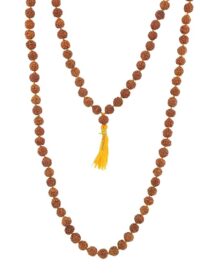SHIVALOKA 5 Mukhi Premium Rudraksha Mala (Five Face) Original Certified Indonesia Origin 108+1 Brown Beads 6.50 mm size For (with Laboratory Report).