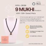 SHIVALOKA 5 Mukhi Rudraksha Mala (Black) 108 Beads With 9 Mukhi (Nine Face) Rudraksha Pendant | Pure Silver | 15.00 mm Size | Nepal Origin | - Image 3