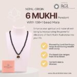 SHIVALOKA 5 Mukhi d (Black) 108 Beads With 6 Mukhi (Six Face) Rudraksha Pendant | Pure Silver | 15.00 mm Size| Nepal Origin | - Image 3