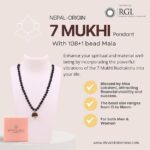 SHIVALOKA 5 Mukhi Rudraksha Mala (Black) 108 Beads With 7 Mukhi (Seven Face) Rudraksha Pendant | Pure Silver | 15.00 mm Size | Nepal Origin - Image 4