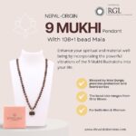 SHIVALOKA 5 Mukhi Rudraksha Mala (Brown) 108 Beads With 9 Mukhi (Nine Face) Rudraksha Pendant | Pure Silver | 15.00 mm Size | Nepal Origin | - Image 3