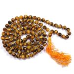 SHIVALOKA Tiger Eye Stone Mala | Natural and Original | 108+1 Yellow-Brown Beads | 6.50 mm Bead Size | Healing Mala |
