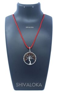 SHIVALOKA Rudraksha Tree of Life Pendant | Natural and Original | 5 Mukhi Rudraksha Beads | Silver Plated | - Image 2