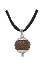 SHIVALOKA 9 Mukhi Rudraksha Original Silver Plated Pendant | 15.00-18.00 mm size | Nine Face Indonesia Origin |