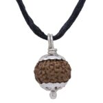 SHIVALOKA 10 Mukhi Rudraksha Original Certified Silver Plated Pendant | 15.00-18.00 mm size | Ten Face Indonesia Origin | Laboratory Report