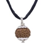 SHIVALOKA 8 Mukhi Rudraksha Certified Silver Plated Pendant | 15.00-18.00 mm size | Eight Face Indonesia Origin | Laboratory Report