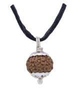 SHIVALOKA 8 Mukhi Rudraksha Certified Silver Plated Pendant | 15.00-18.00 mm size | Eight Face Indonesia Origin | Laboratory Report