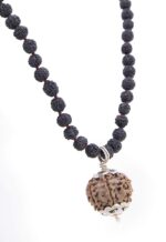SHIVALOKA 5 Mukhi Rudraksha Mala (Black) 108 Beads With 6 Mukhi (Six Face) Rudraksha Pendant | Pure Silver | 15.00 mm Size | Nepal Origin | - Image 2