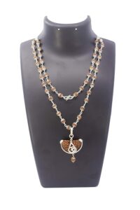 SHIVALOKA 5 Mukhi Rudraksha Original Silver Capped Mala (Five Faced) with 1 Mukhi Pendant (One Face) | 55 Brown Rudraksha Beads | 6.5 mm Bead Size |