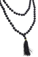 SHIVALOKA Black Hakik Mala Original (Black Agate Stone) 108+1 Beads | Stone Bead Mala | 8.00 mm Size |