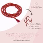 SHIVALOKA Red Hakik Mala (Agate Stone) | 108+1 Beads | 6.50 mm Bead Size | Natural Healing Stone Beads Mala | (Regular Wear and Japa) - Image 2