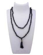 SHIVALOKA Black Hakik Mala Original (Black Agate Stone) 108+1 Beads | Stone Bead Mala | 8.00 mm Size | - Image 2