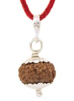 SHIVALOKA 8 Mukhi Rudraksha Original Certified Silver Pendant 15 mm size (Eight Face) (with Laboratory Report).