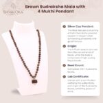 SHIVALOKA 5 Mukhi Rudraksha Mala (Brown) 108 Beads With 4 Mukhi (Four Face) Rudraksha Pendant | Pure Silver | 15.00 mm Size | Nepal Origin | - Image 2