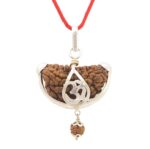 SHIVALOKA One Mukhi Rudraksha Certified Silver Pendant 25-30 mm size (One Face) with Laboratory Report .