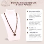 SHIVALOKA 5 Mukhi Rudraksha Mala (Brown) 108 Beads With 5 Mukhi (Five Face) Rudraksha Pendant | Pure Silver | 15.00 mm Size | Nepal Origin | - Image 2