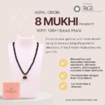 SHIVALOKA 5 Mukhi Rudraksha Mala (Black) 108 Beads With 8 Mukhi (Eight Face) Rudraksha Pendant | Pure Silver | 15.00 mm Size | Nepal Origin | - Image 3