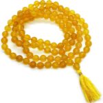 SHIVALOKA Yellow Hakik Mala (Agate Stone) | 108+1 Beads | 6.50 mm Bead Size | Natural Healing Stone Beads Mala | (Regular Wear and Japa)