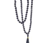 SHIVALOKA Lava Stone Mala | Black | Natural and Original | 108+1 Beads | 8.00 mm Bead Size |