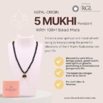 SHIVALOKA Store SHIVALOKA 5 Mukhi Rudraksha Mala (Black) 108 Beads With 5 Mukhi (Five Face) Rudraksha Pendant | Pure Silver | 15.00 mm Size | Nepal Origin - Image 2