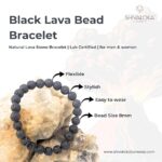 SHIVALOKA Lava Stone Bracelet | Natural and Original | Certified | 8.00 mm Bead Size | Strechable | Free Size | - Image 3